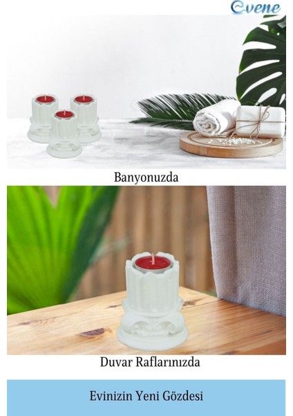 Mumluk Şamdan 3 Adet Tealight Uyumlu Tarihi Sütun Model