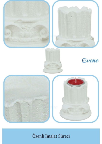Mumluk Şamdan 3 Adet Tealight Uyumlu Tarihi Sütun Model