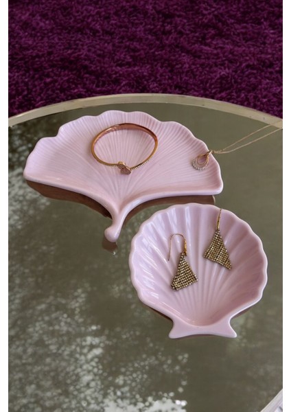 Pembe Sunumluk Takı Tabağı Dekoratif Tepsi Obje Seti 2 Parça Model 1003 indirimleri