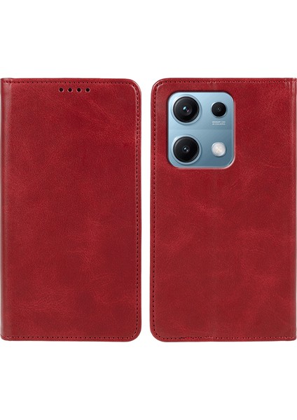 Xiaomi Redmi Note 14S 4g Güçlü Manyetik Pu Deri Telefon Kılıfı Dana Dokusu (Yurt Dışından)