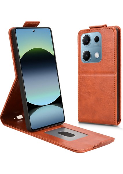 Xiaomi Redmi Note 14S 4g Stand Manyetik Toka Dikey Kapaklı Deri Telefon Kılıfı ve Kart Tutucu (Yurt Dışından)
