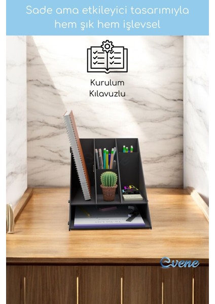 Dosya Düzenleyici Masa Üstü Organizer Ahşap Evrak Raflı Model 4