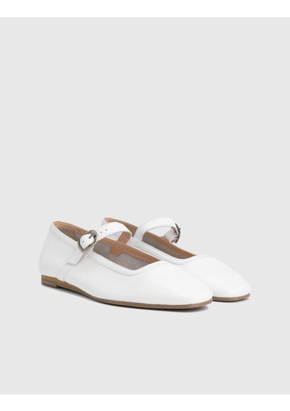 Kaori Floter Deri Beyaz Kadın Loafer Ayakkabı