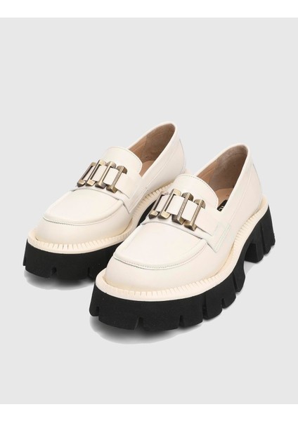 Anto Hakiki Rugan Deri Kadın Bej Loafer Ayakkabı fırsatları