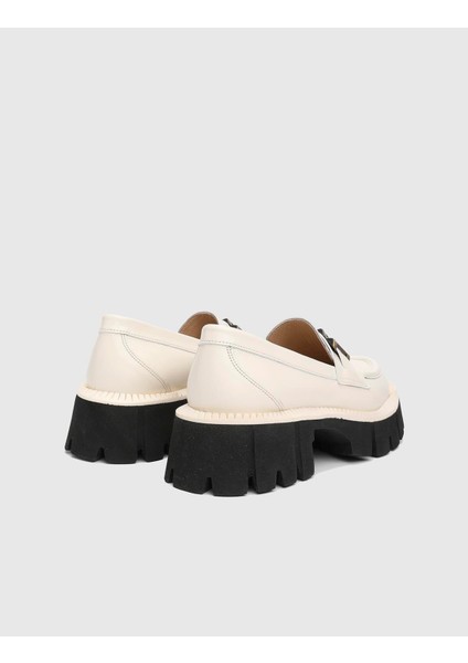 Anto Hakiki Rugan Deri Kadın Bej Loafer Ayakkabı indirimleri