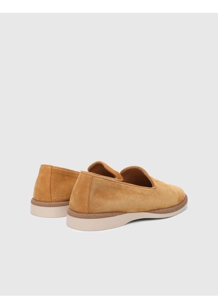 Linda Hakiki Süet Deri Sarı Kadın Loafer fırsatları