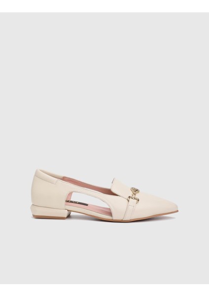 Hanna Hakiki Deri Bej Kadın Loafer modelleri