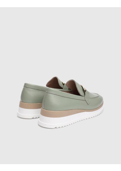 Ophira Hakiki Deri Yeşil Kadın Loafer fırsatları