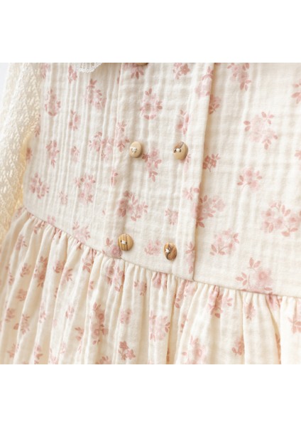 Kolları Dantelli Çiçekli Kız Bebe Elbise modelleri