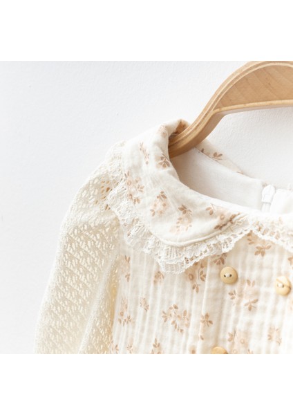 Kolları Dantelli Çiçekli Kız Bebe Elbise fiyatları