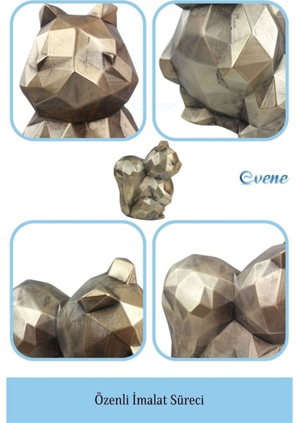 Dekoratif Sincap Biblo Heykel El Yapımı Sevimli Hediyelik Süs Eşyası Poly Model Tasarım Ürünü