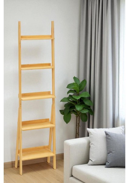 Bambu 5 Raflı Merdiven Kitaplık Banyo Düzenleyici Raf Organizer Saksılık DB-0022