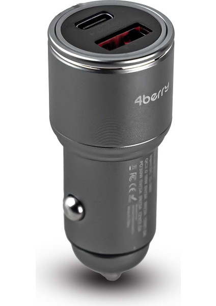 BS01 48W Metal Hızlı Araç Şarj Cihazı | Çift USB Pd & Qc 3.0 Destekli, Dayanıklı ve Kompakt Tasarım