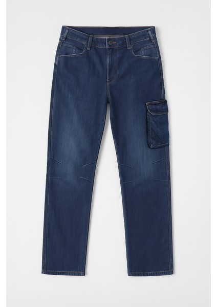 Erkek Regular Fit Kargo Cepli Jean Pantolon