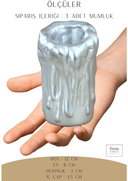 Şamdan Dekoratif Mumluk Şamdan Tealight Mum Uyumlu Erimiş Mum Büyük Model