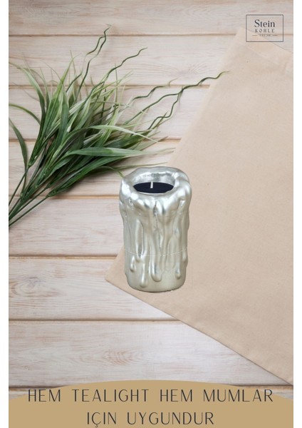 Şamdan Dekoratif Mumluk Şamdan Tealight Mum Uyumlu Erimiş Mum Büyük Model