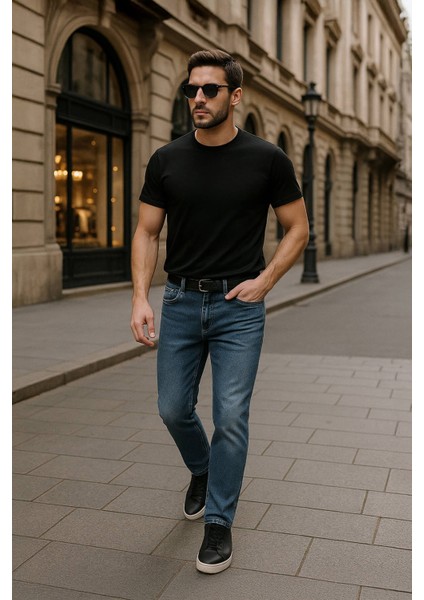 Erkek Koyu Mavi Regular Fit Jean Pantolon