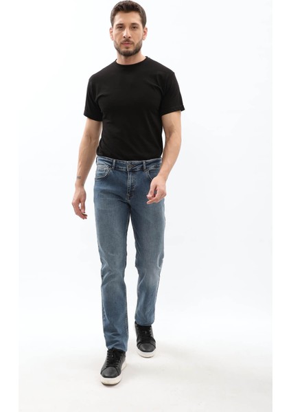 Erkek Koyu Mavi Regular Fit Jean Pantolon modelleri