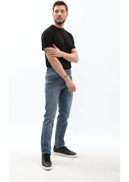 Erkek Koyu Mavi Regular Fit Jean Pantolon fırsatları