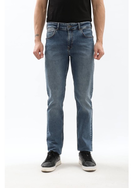 Erkek Koyu Mavi Regular Fit Jean Pantolon
