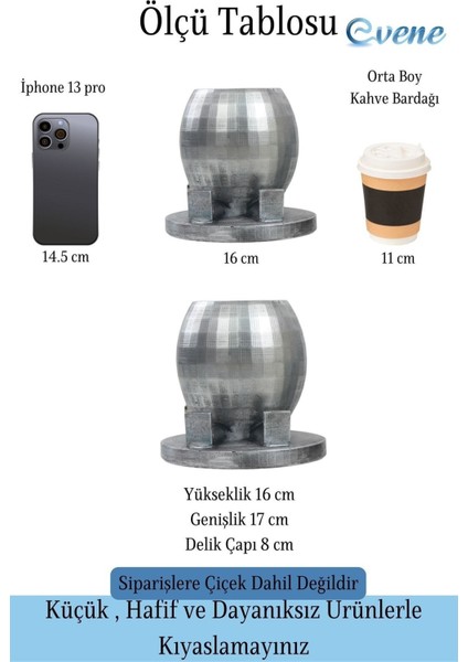 Saksı Çiçek Kaktüs Saksısı Lüx 17 cm Altın Varak Boyalı Yuvarlak Ayaklı Saksı Çiçeklik