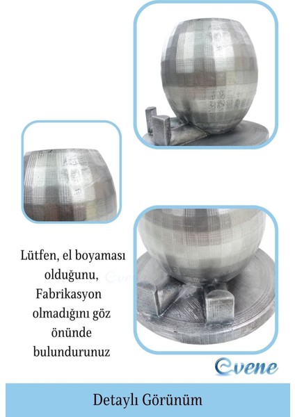 Saksı Çiçek Kaktüs Saksısı Lüx 17 cm Altın Varak Boyalı Yuvarlak Ayaklı Saksı Çiçeklik