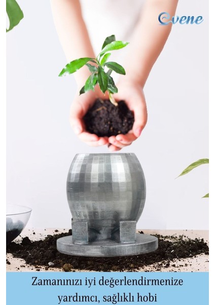 Saksı Çiçek Kaktüs Saksısı Lüx 17 cm Altın Varak Boyalı Yuvarlak Ayaklı Saksı Çiçeklik