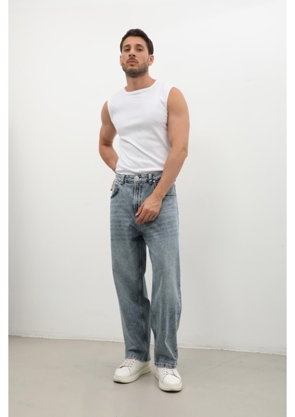 Erkek Skater Fit Jean Pantolon Buz Mavisi fiyatları