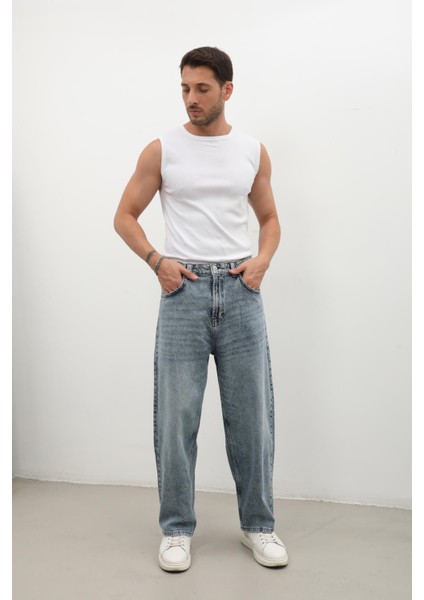 Erkek Skater Fit Jean Pantolon Buz Mavisi modelleri