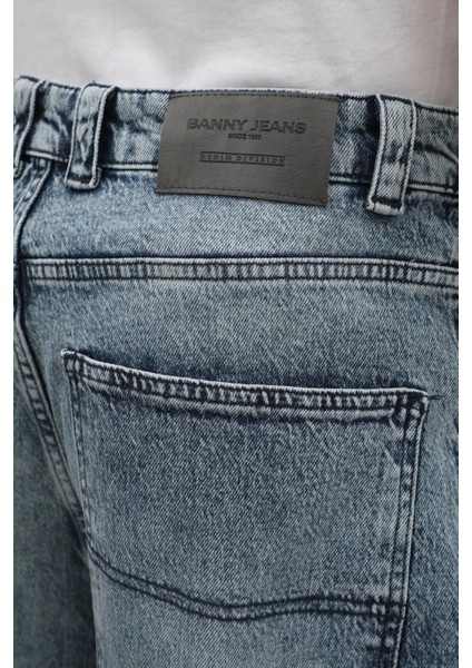 Erkek Skater Fit Jean Pantolon Buz Mavisi