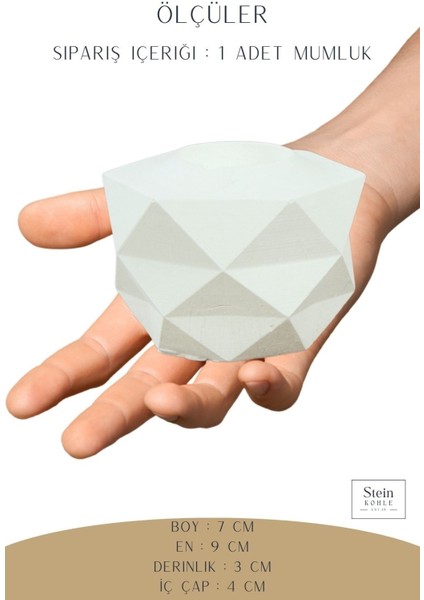 Şamdan Dekoratif Mumluk Şamdan Tealight ve Uzun Mum Uyumlu Prizma Model
