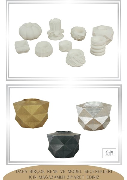 Şamdan Dekoratif Mumluk Şamdan Tealight ve Uzun Mum Uyumlu Prizma Model