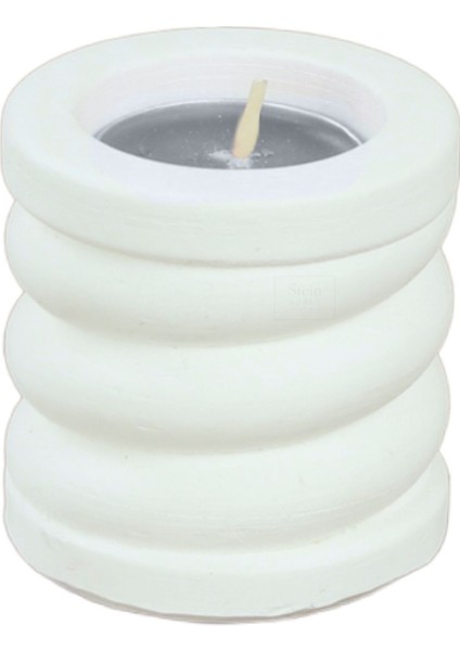 Şamdan Dekoratif Mumluk Beyaz Şamdan Tealight ve Uzun Mum Uyumlu Spiral Model