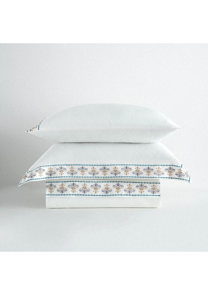 Mira Battal Boy Nevresim Takımı %100 Organik Pamuk Saten Nakışlı Krem 240X220 cm