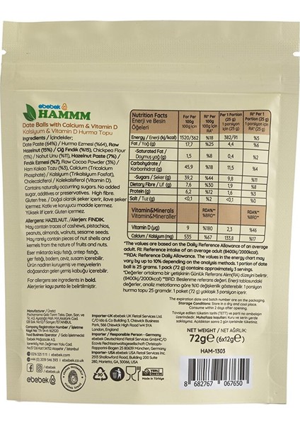 Kalsiyum&vitamin D Hurma Top 70 gr modelleri