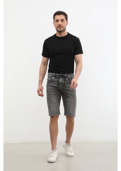 Erkek Likralı Bağcıklı Jean Şort modelleri