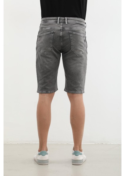 Erkek Likralı Bağcıklı Jean Şort