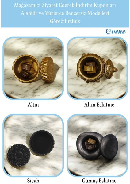 Şekerlik Altın Eskitme Renk Sunumluk Drajelik Dekoratif Tabak Kapaklı Model