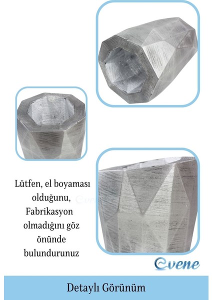 Saksı Çiçek Kaktüs Saksısı Lüx 10 cm Altın Eskitme Varak Boyalı Poly Desen Saksı Çiçeklik