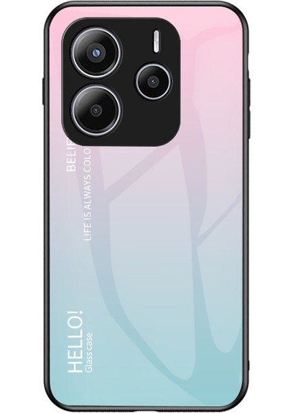 Xiaomi Redmi Note 14 5g Kılıf Çizilmez Temperli Cam + Pc + Tpu Telefon Kılıfı - Degrade Pembe Mavi (Yurt Dışından)