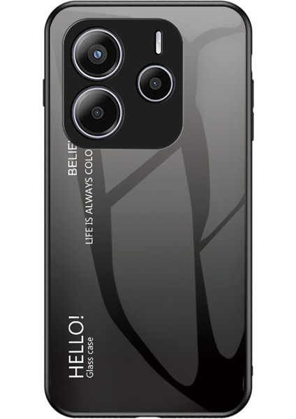 Xiaomi Redmi Note 14 5g Kılıf Çizilmez Temperli Cam + Pc + Tpu Telefon Kılıfı - Gradyan Siyah Gri (Yurt Dışından)