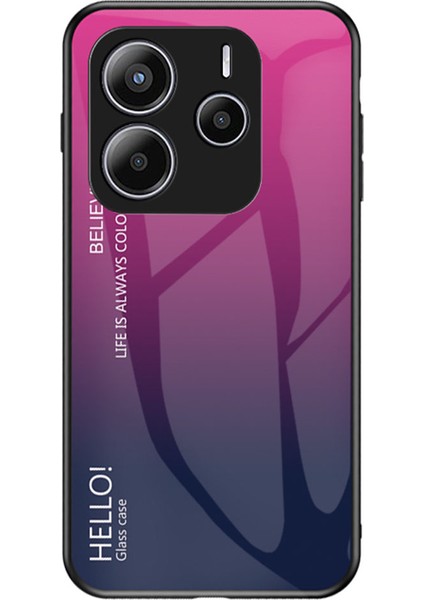 Xiaomi Redmi Note 14 5g Kılıf Çizilmez Temperli Cam + Pc + Tpu Telefon Kılıfı - Degrade Gül (Yurt Dışından)