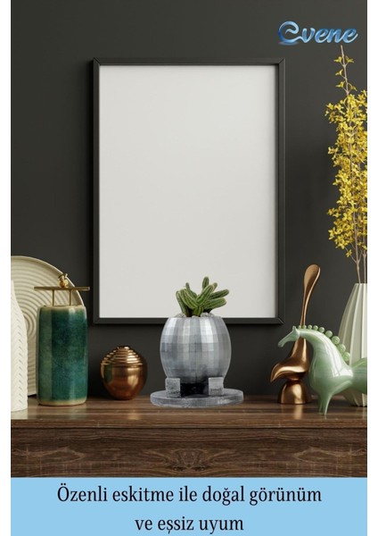 Saksı Çiçek Kaktüs Saksısı Lüx 17 cm Altın Varak Boyalı Yuvarlak Ayaklı Saksı Çiçeklik