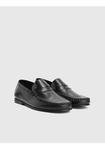 Colne Hakiki Deri Siyah Erkek Loafer Ayakkabı fırsatları
