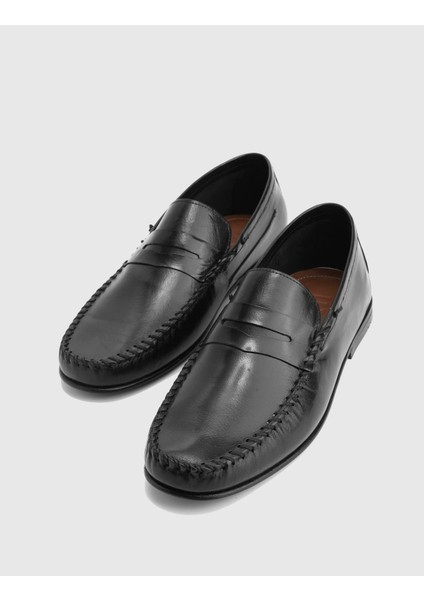 Colne Hakiki Deri Siyah Erkek Loafer Ayakkabı indirimleri