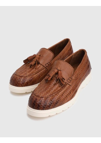 Bawtry Hakiki Örgü Deri Taba Erkek Loafer fiyatları