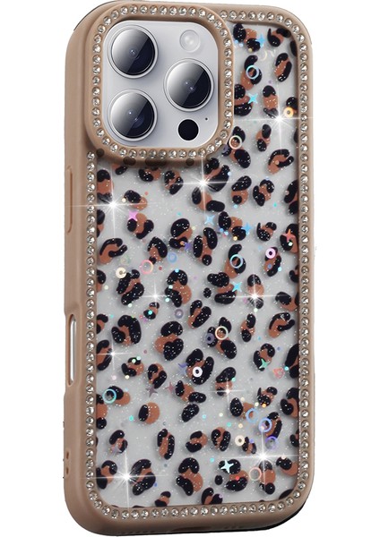 iPhone 16 Pro Max Kılıf Taşlı ve Simli Tasarım Znth Azra Kapak - Siyah fırsatları