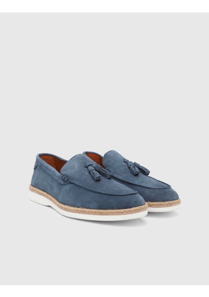 Caistor Hakiki Süet Mavi Erkek Loafer