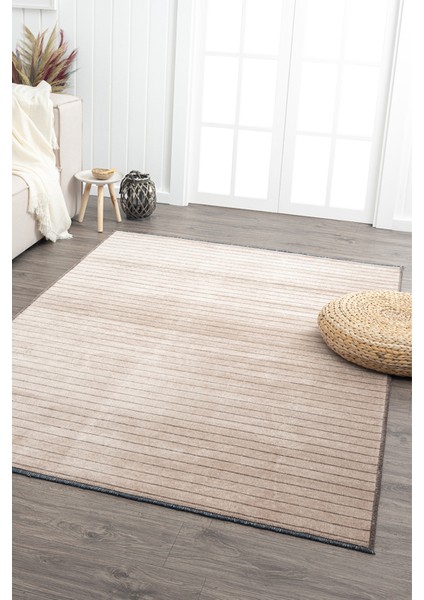 Ares Kahve Halı Yıkanabilir Kaymaz Taban Şönil Kilim Dokuma Pamuk Taban Kilim NV07 80 x 150 cm