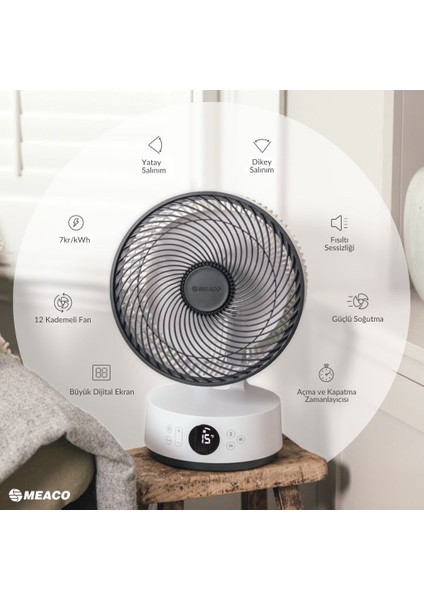 Sefte® 10” Ultra Sessiz Ayaklı Vantilatör – Uyku Modlu ve Enerji Tasarruflu Serinletici Fan
